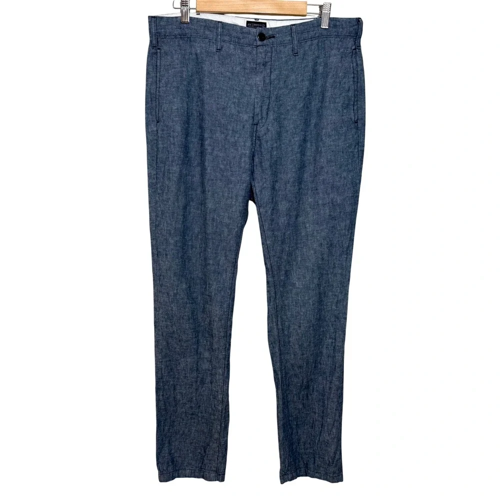 Levi Strauss Mens Blue Linen Cotton Blend Chambray Chino Trousers Pants 34x31